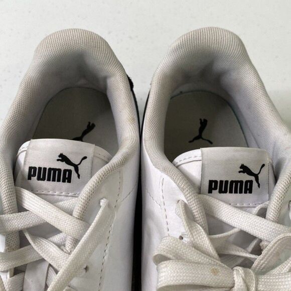 Puma White Black Shuffle Casual Sneaker Shoes Gold Logo Lace Up Classic Leather main image 7